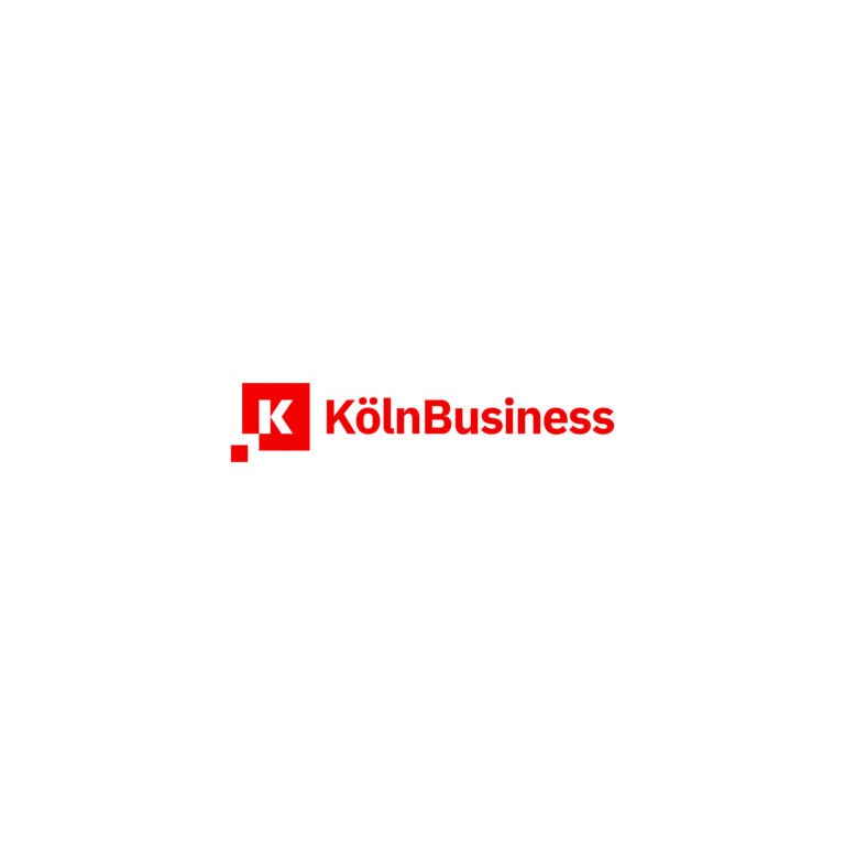 KölnBusiness Logo auf weißem Hintergrund, symbolisiert Unternehmenspartnerschaften in Köln.