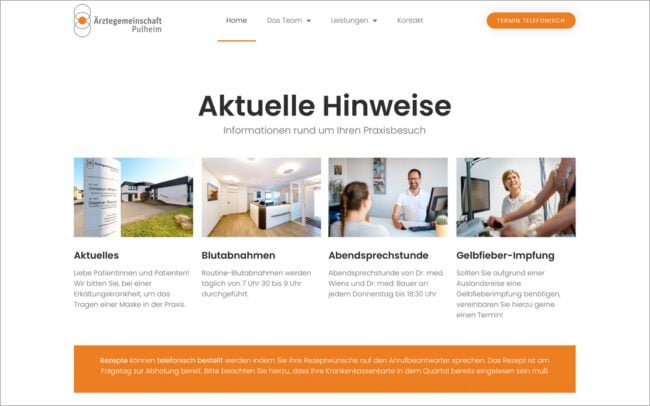 Praxis Website für Ärzte Allgemeinmediziner